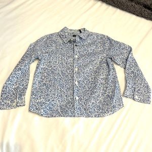 Leaf Pattern Long Sleeve Button Down Shirt